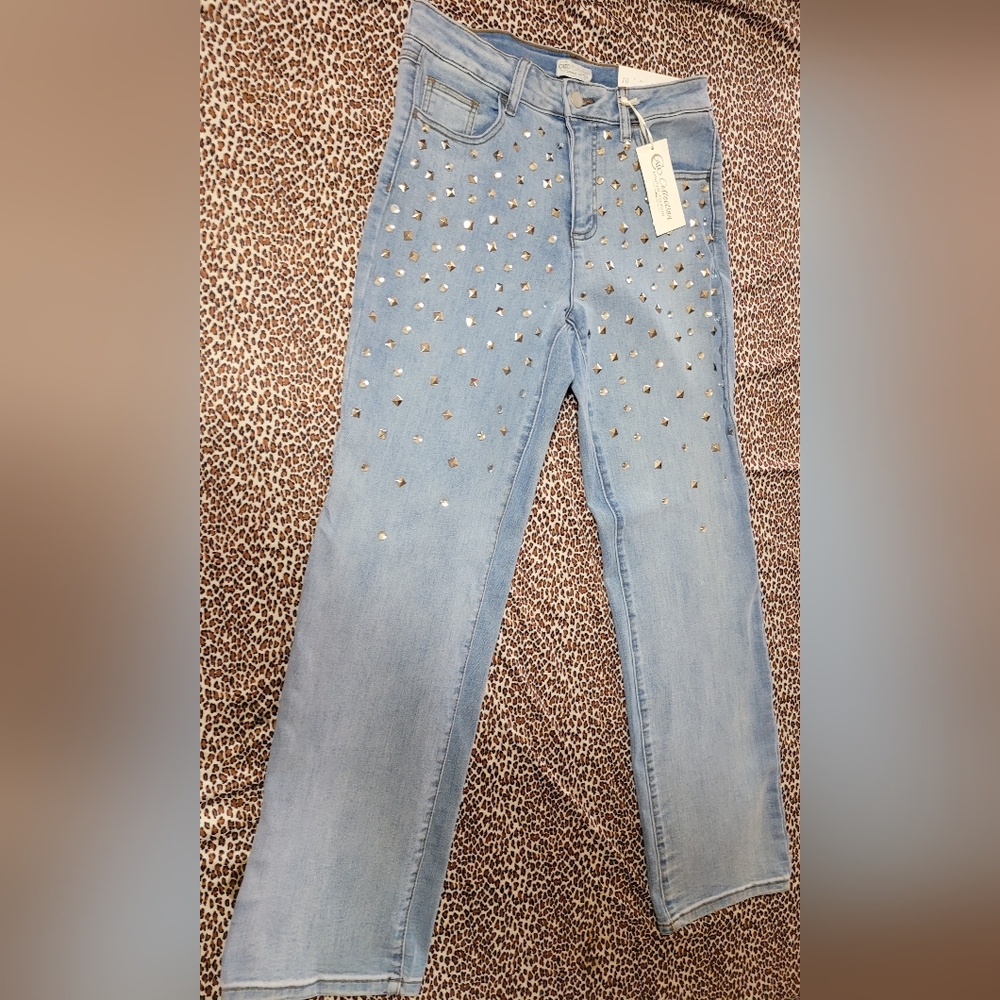Cato Light Wash Stretch Jeans Studs Western Diva 10 New